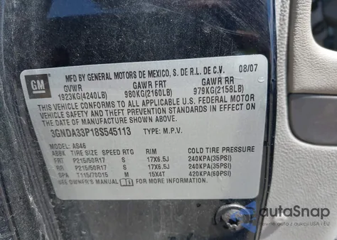 2008 Chevrolet Hhr Lt from USA, damaged, VIN 3GNDA33P18S545113